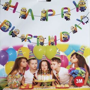 Minions Happy Birthday Kids Party Banner Colorful NWT